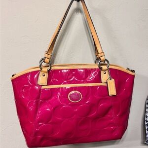 Coach Fuchsia and Tan Shoulder Bag